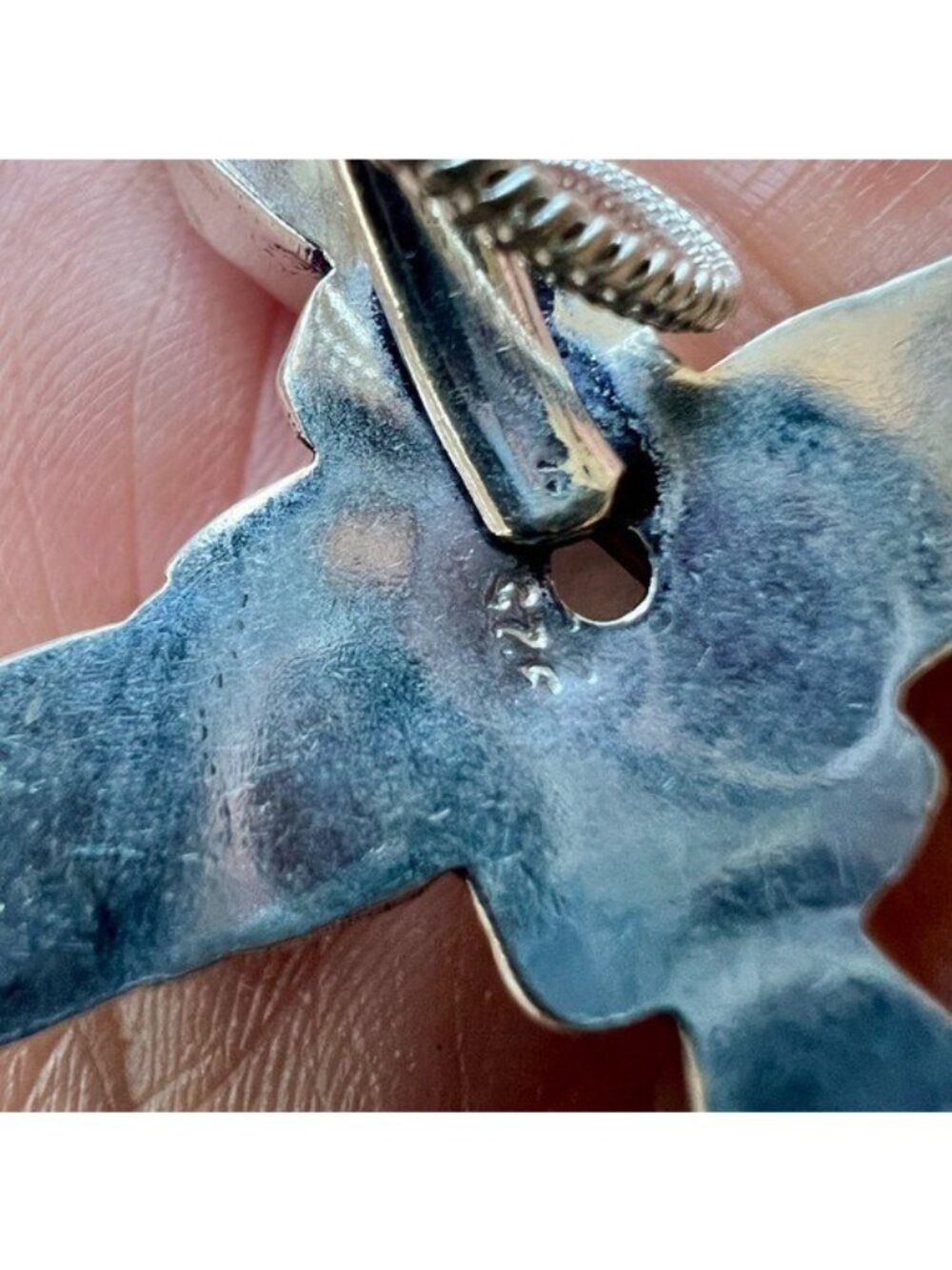 925 Majestic! Rainbow Flash Moonstone Cross Pendant Necklace - Picture 7 of 7